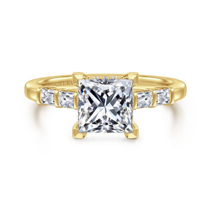 Eva - 14K Yellow Gold Princess Cut Diamond Engagement Ring