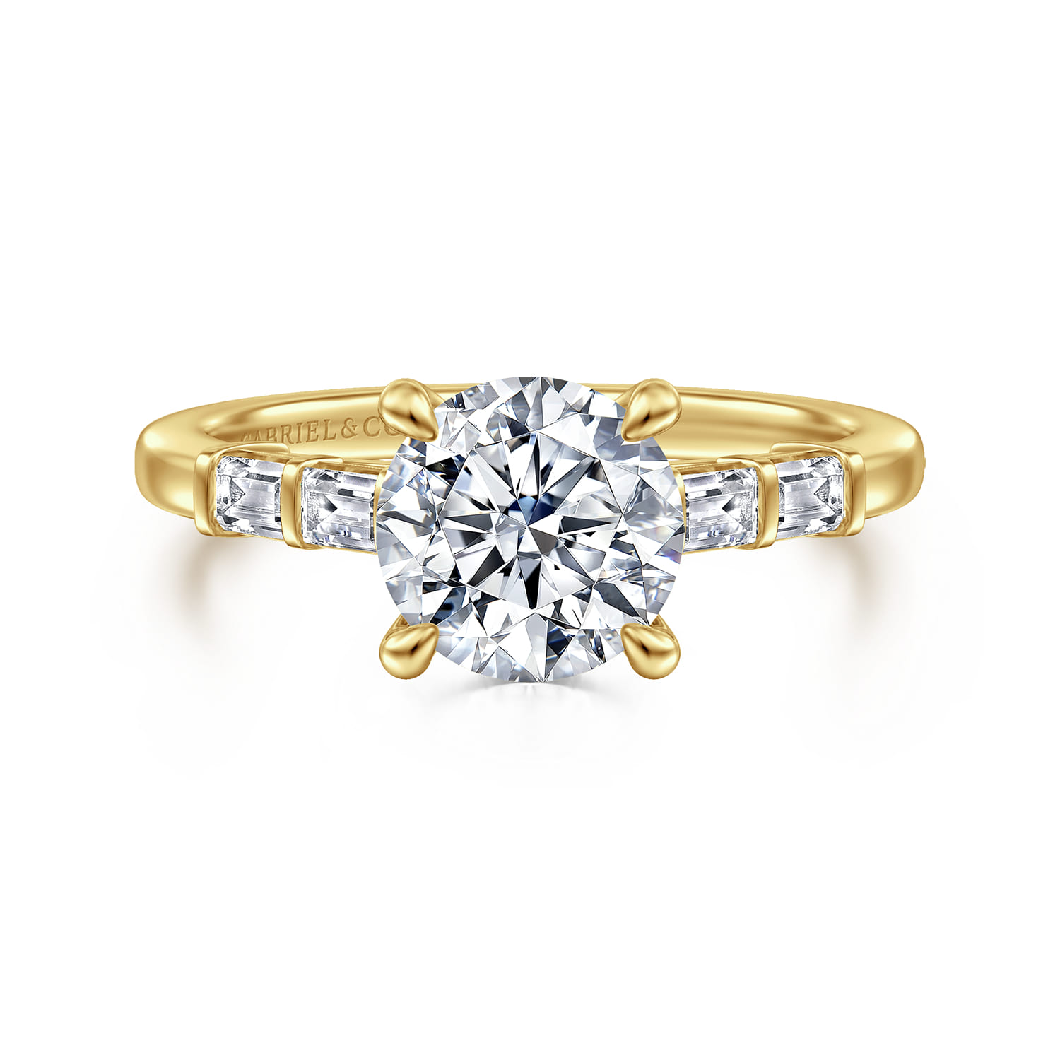 Eva - 14K Yellow Gold Round Diamond Engagement Ring