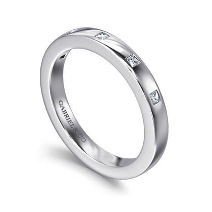 Evadelle - 14K White Gold Bezel Set Princess Cut Diamond Anniversary Band