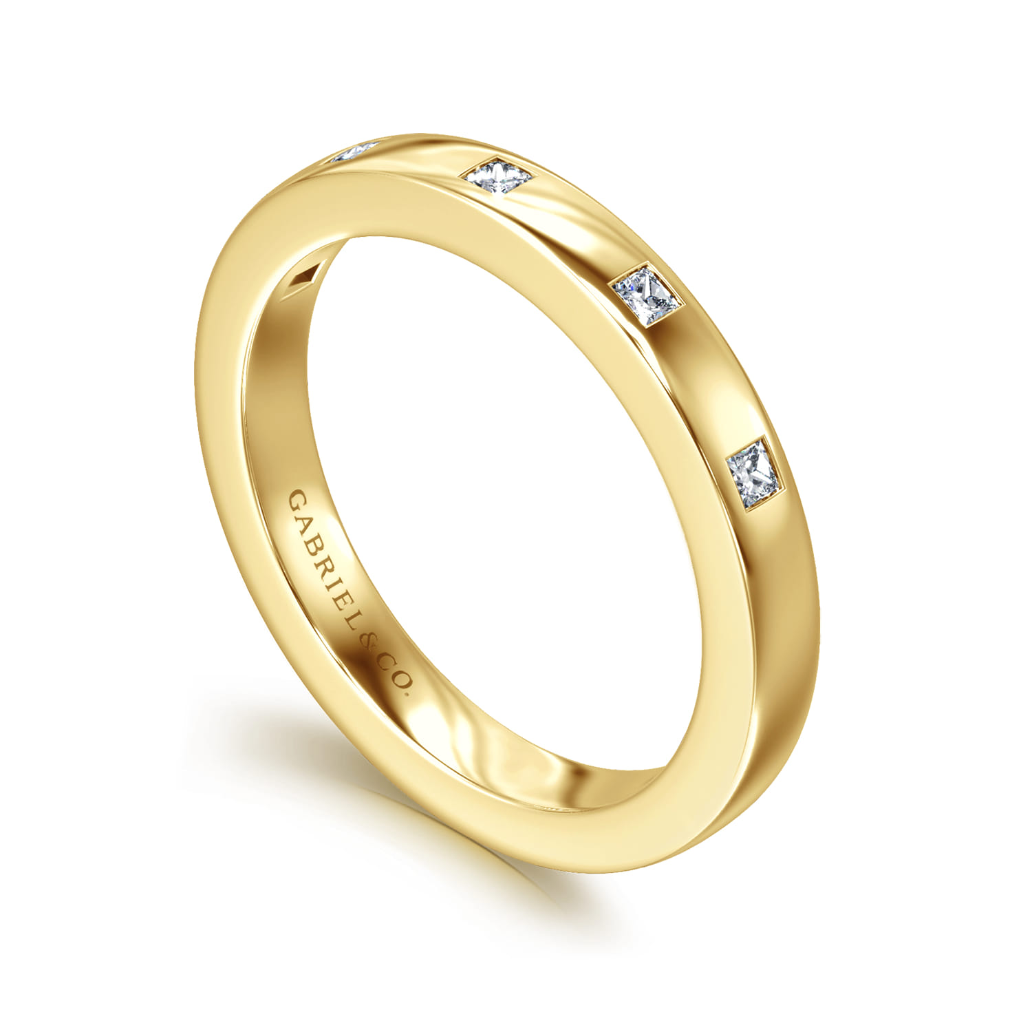 Fancy Wedding Ring in 14k Yellow Gold with Princess Cut Natural Diamond at Gabriel & Co. - Shot 3