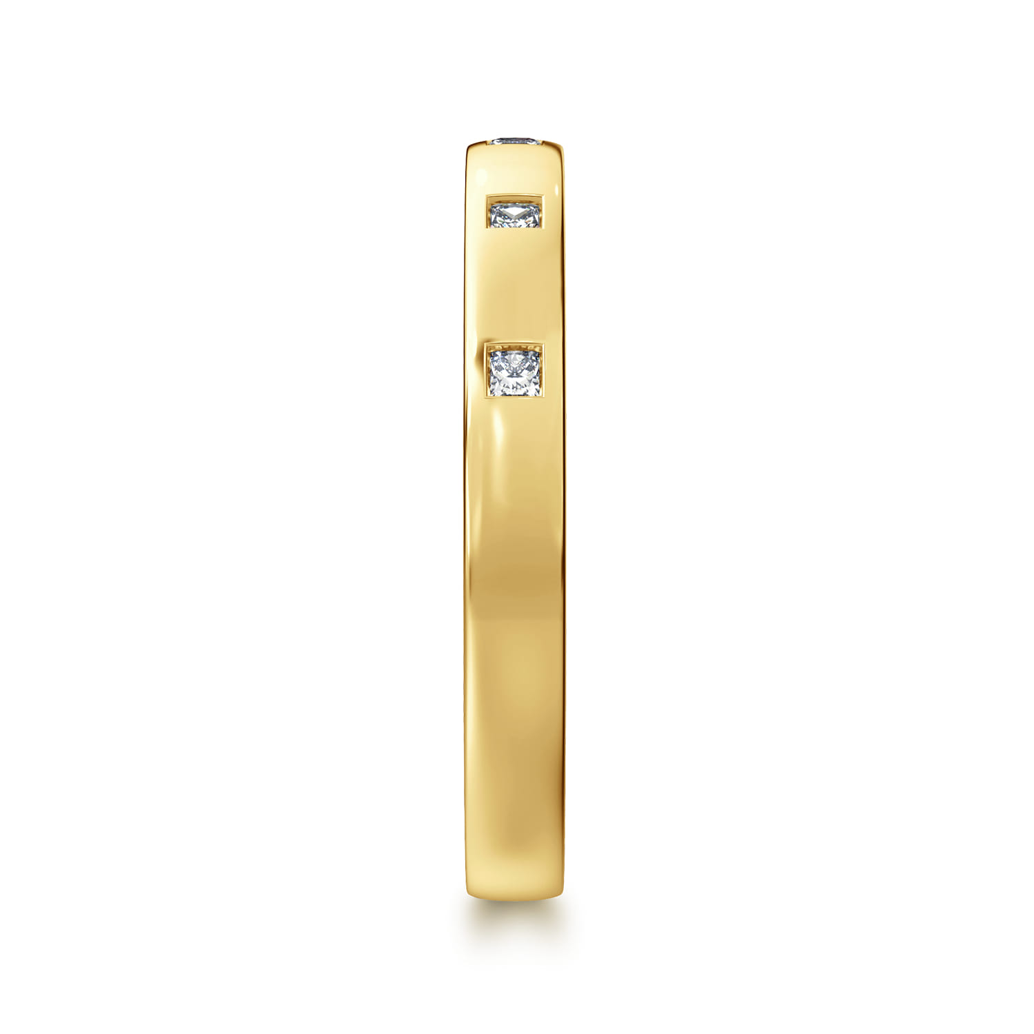 Fancy Wedding Ring in 14k Yellow Gold with Princess Cut Natural Diamond at Gabriel & Co. - Shot 4