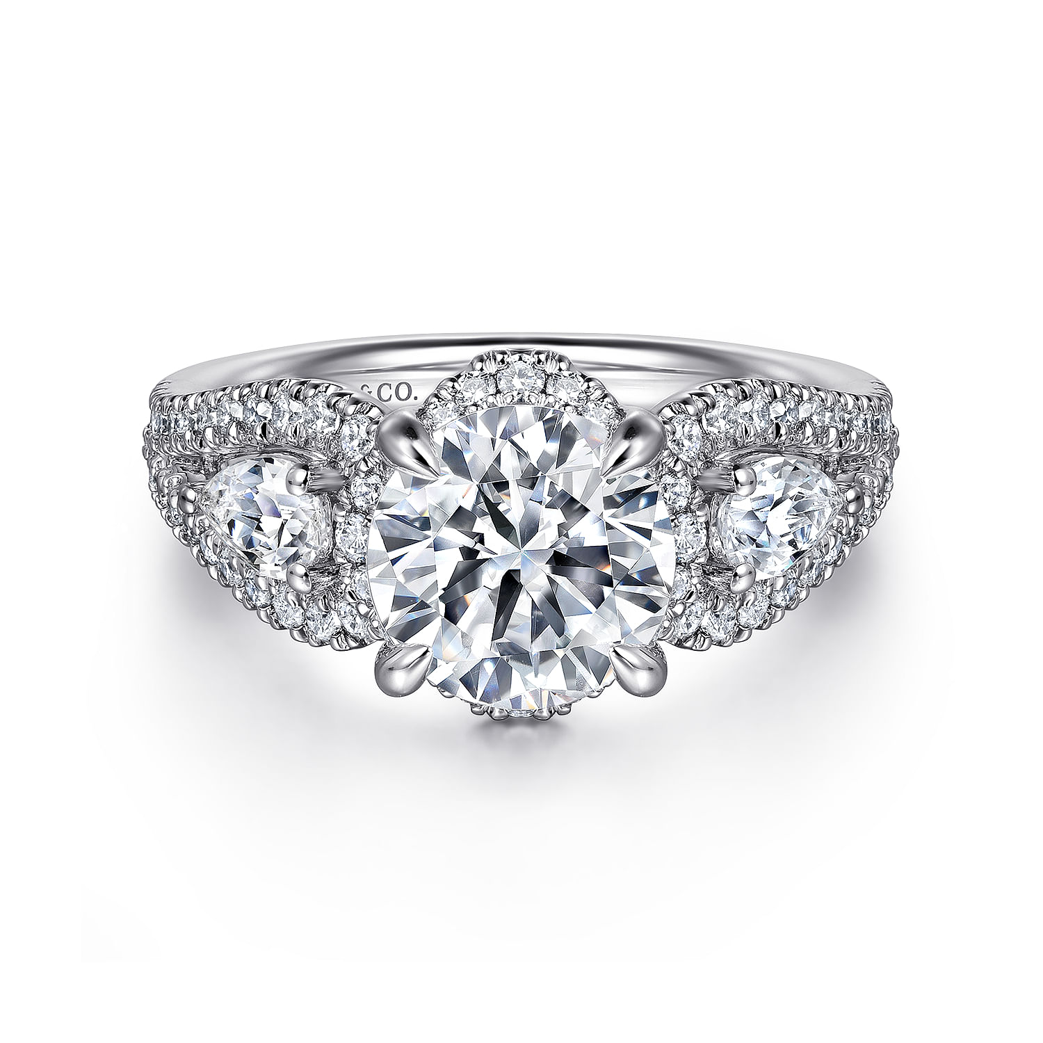 Evah - 14K White Gold Round Diamond Engagement Ring