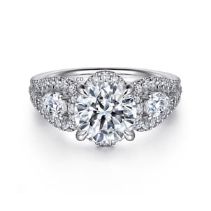 Evah - 14K White Gold Round Diamond Engagement Ring