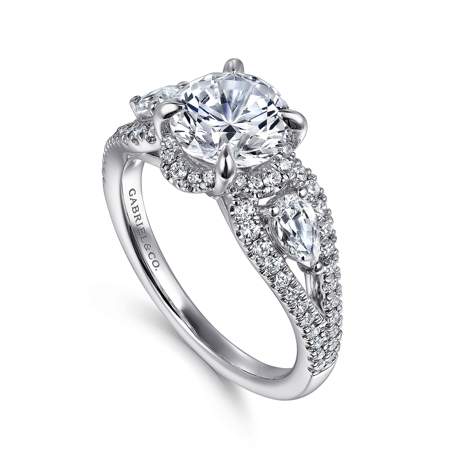 Evah - 14K White Gold Round Diamond Engagement Ring