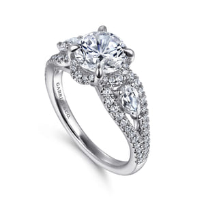 Evah - 14K White Gold Round Diamond Engagement Ring