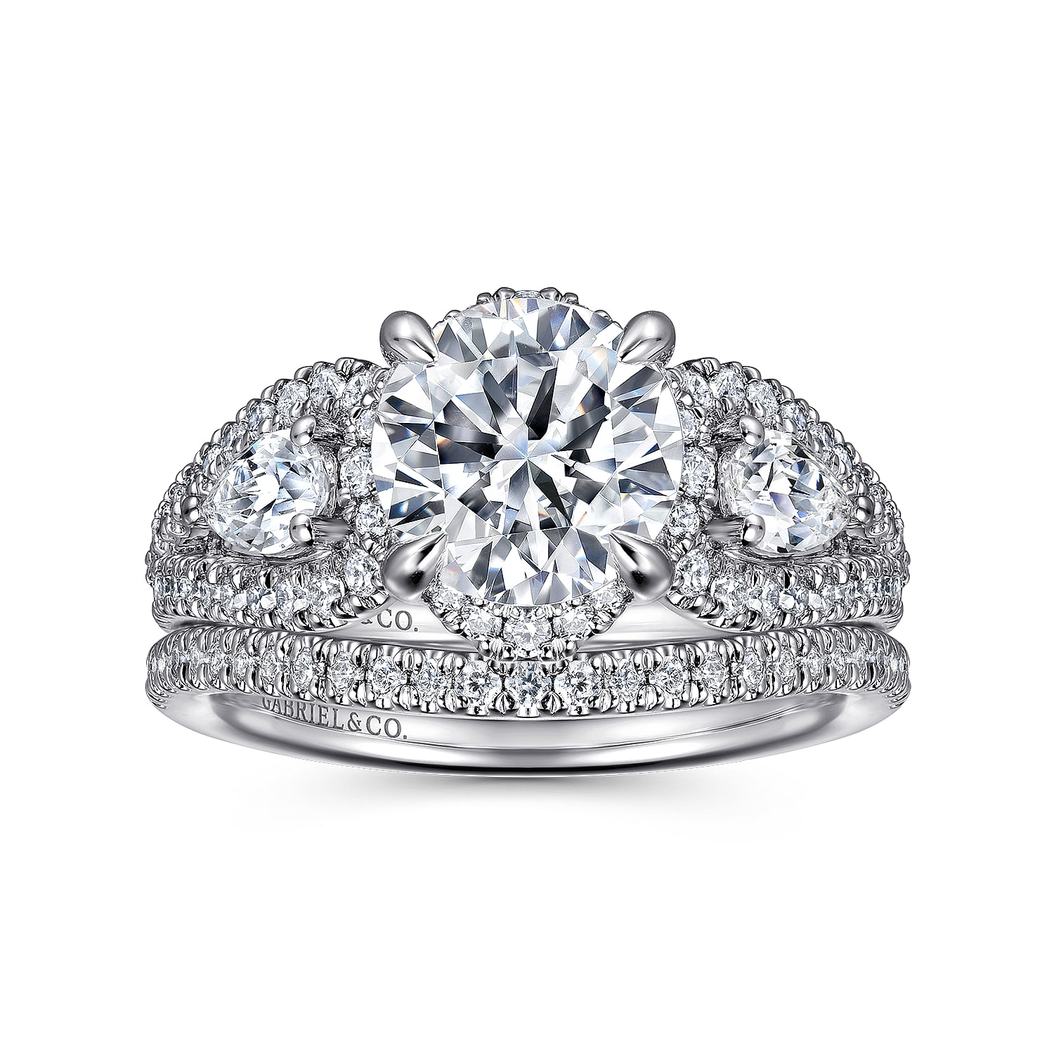 Evah - 14K White Gold Round Diamond Engagement Ring