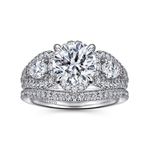 Evah - 14K White Gold Round Diamond Engagement Ring