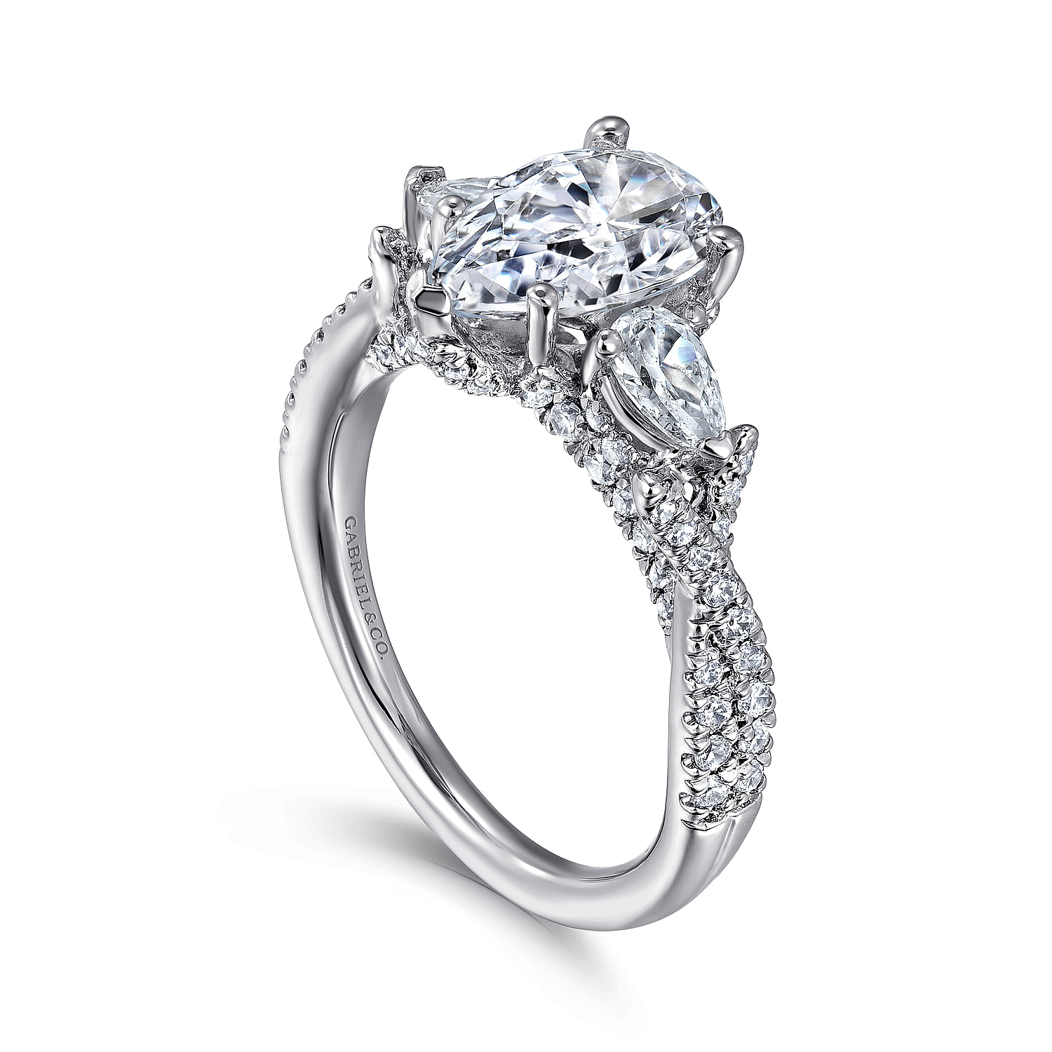Evalee - 18K White Gold Pear Shape Diamond Engagement Ring - 0.84 ct - Shot 3