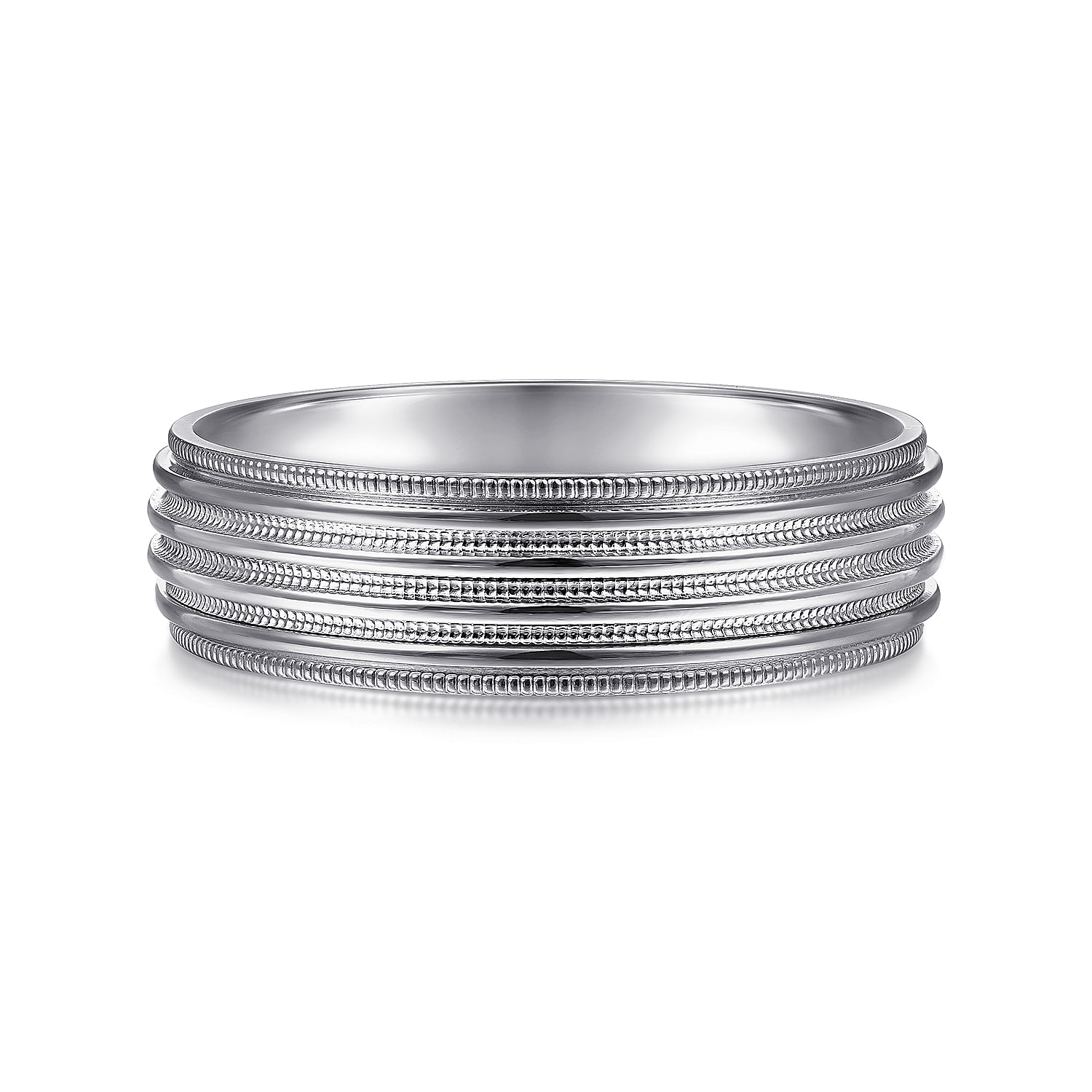Evan - 14K White Gold 6mm - Milgrain Channel Men's Wedding Band