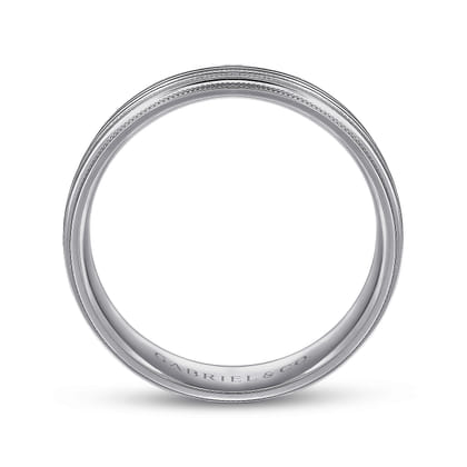 Evan - 14K White Gold 6mm - Milgrain Channel Men's Wedding Band