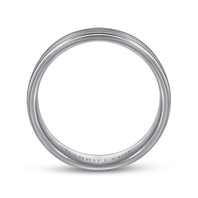 Evan - 14K White Gold 6mm - Milgrain Channel Men's Wedding Band - Shot 2