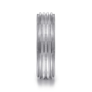 Evan - 14K White Gold 6mm - Milgrain Channel Men's Wedding Band