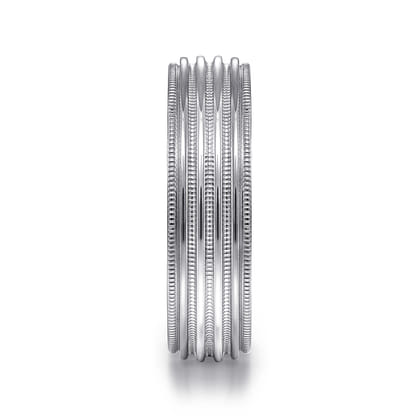 Evan - 14K White Gold 6mm - Milgrain Channel Men's Wedding Band