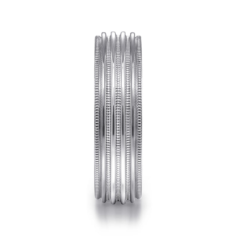 Evan - 14K White Gold 6mm - Milgrain Channel Men's Wedding Band - Shot 4