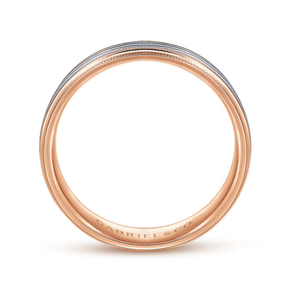 Evan - 14K White-Rose Gold 6mm - Milgrain Channel Men's Wedding Band