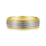 Evan - 14K White-Yellow Gold 6mm - Milgrain Channel Men's Wedding Band