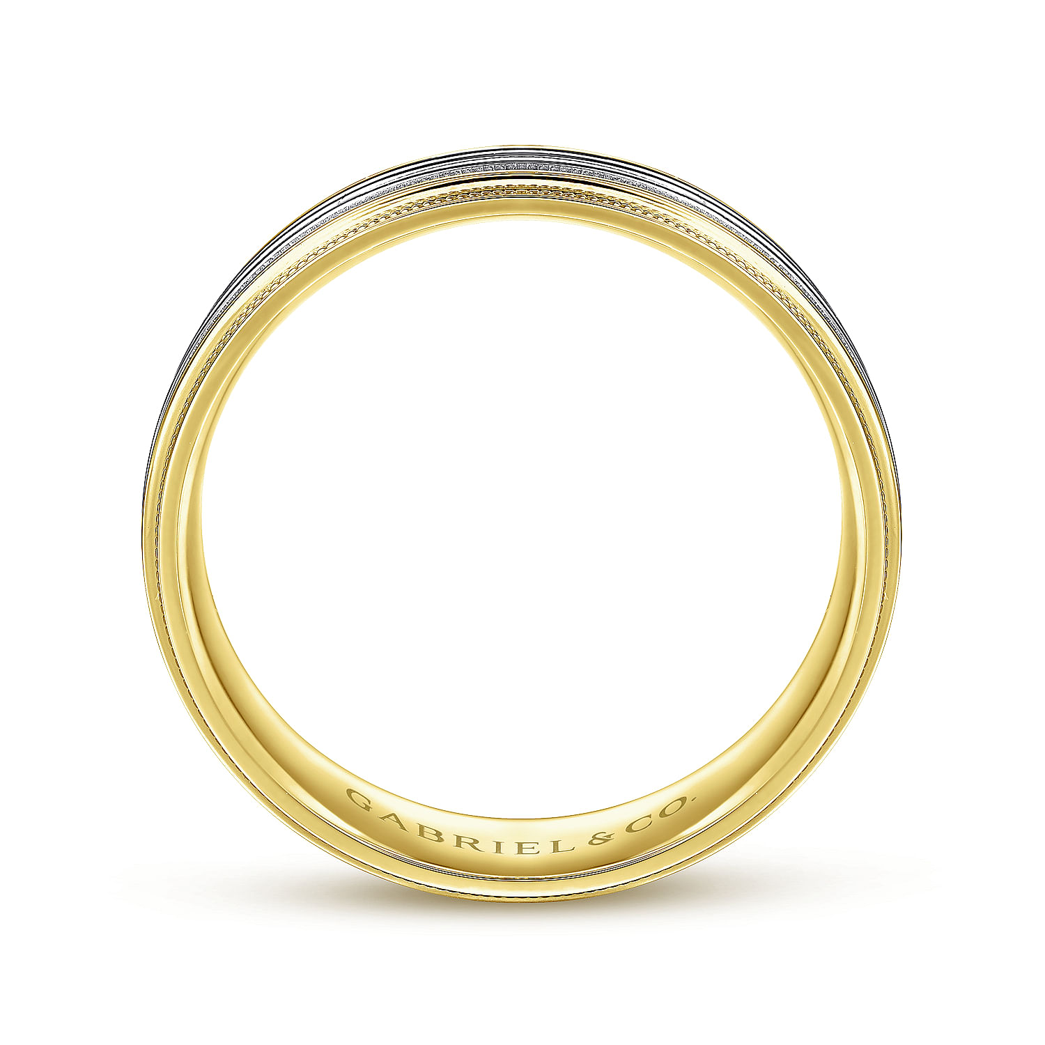 Evan - 14K White-Yellow Gold 6mm - Milgrain Channel Men's Wedding Band