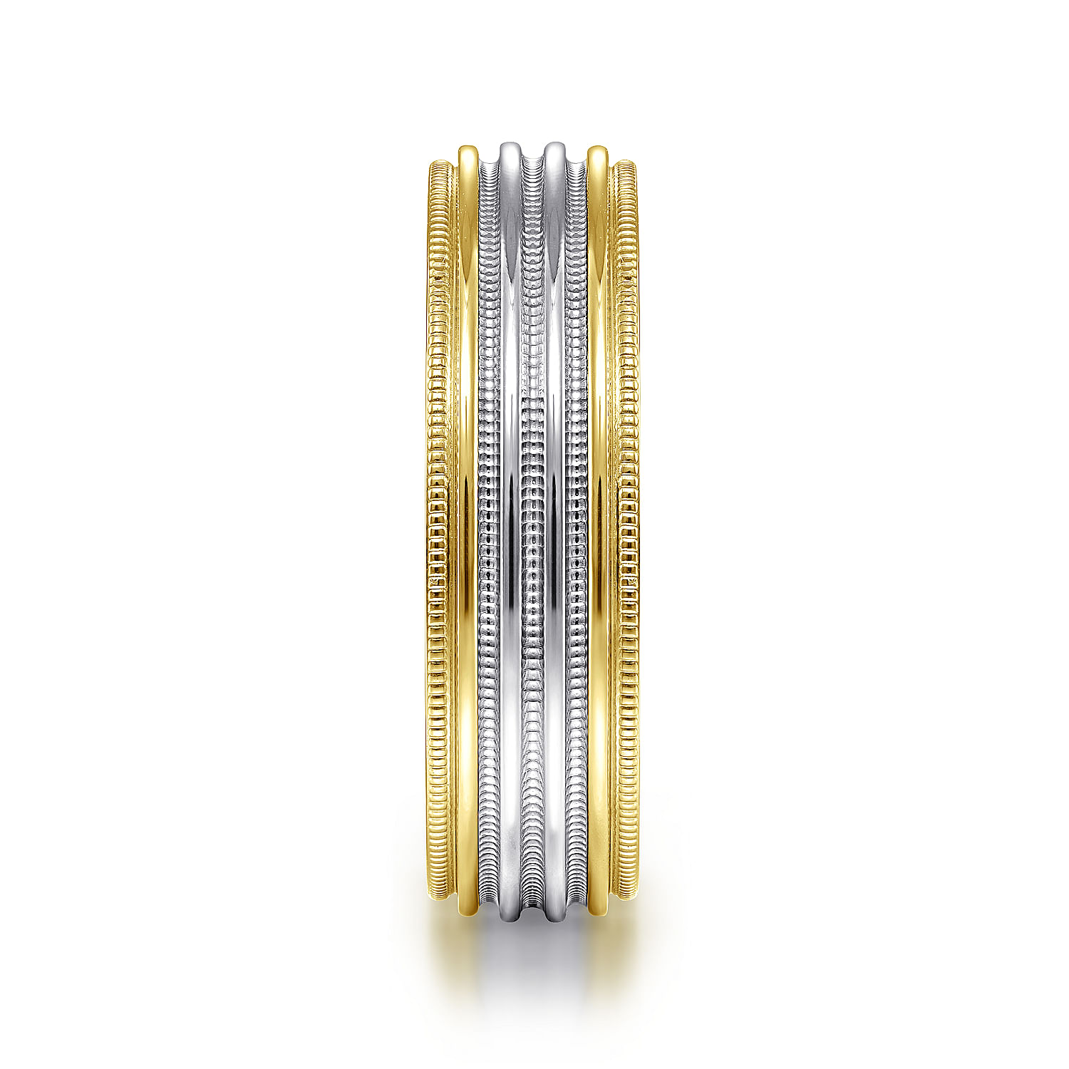 Evan - 14K White-Yellow Gold 6mm - Milgrain Channel Men's Wedding Band