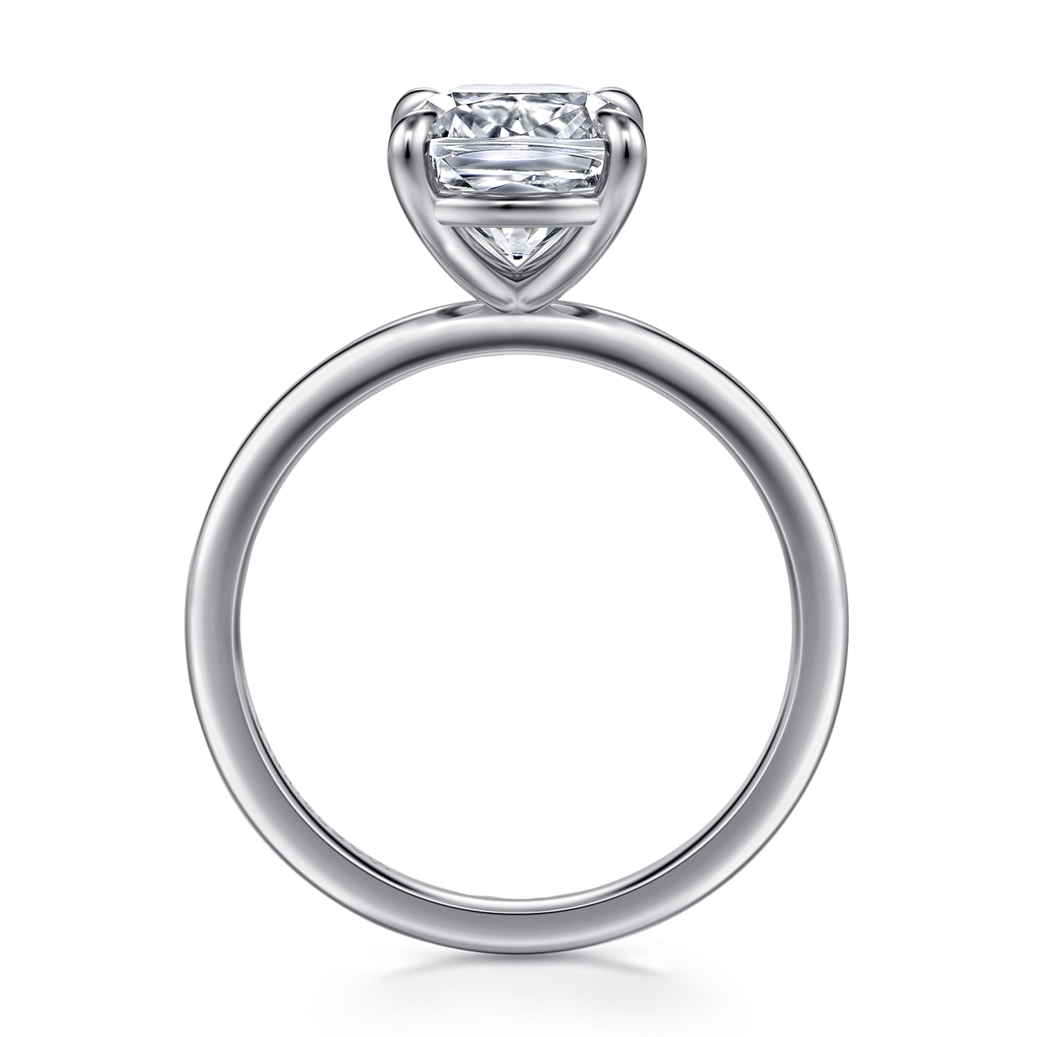 Evelina - 14K White Gold Elongated Cushion Solitaire Diamond Engagement Ring