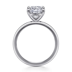 Evelina - 14K White Gold Elongated Cushion Solitaire Diamond Engagement Ring