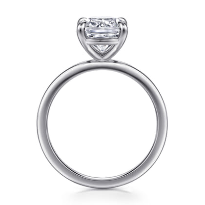 Evelina - 14K White Gold Elongated Cushion Solitaire Diamond Engagement Ring