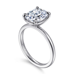 Evelina - 14K White Gold Elongated Cushion Solitaire Diamond Engagement Ring