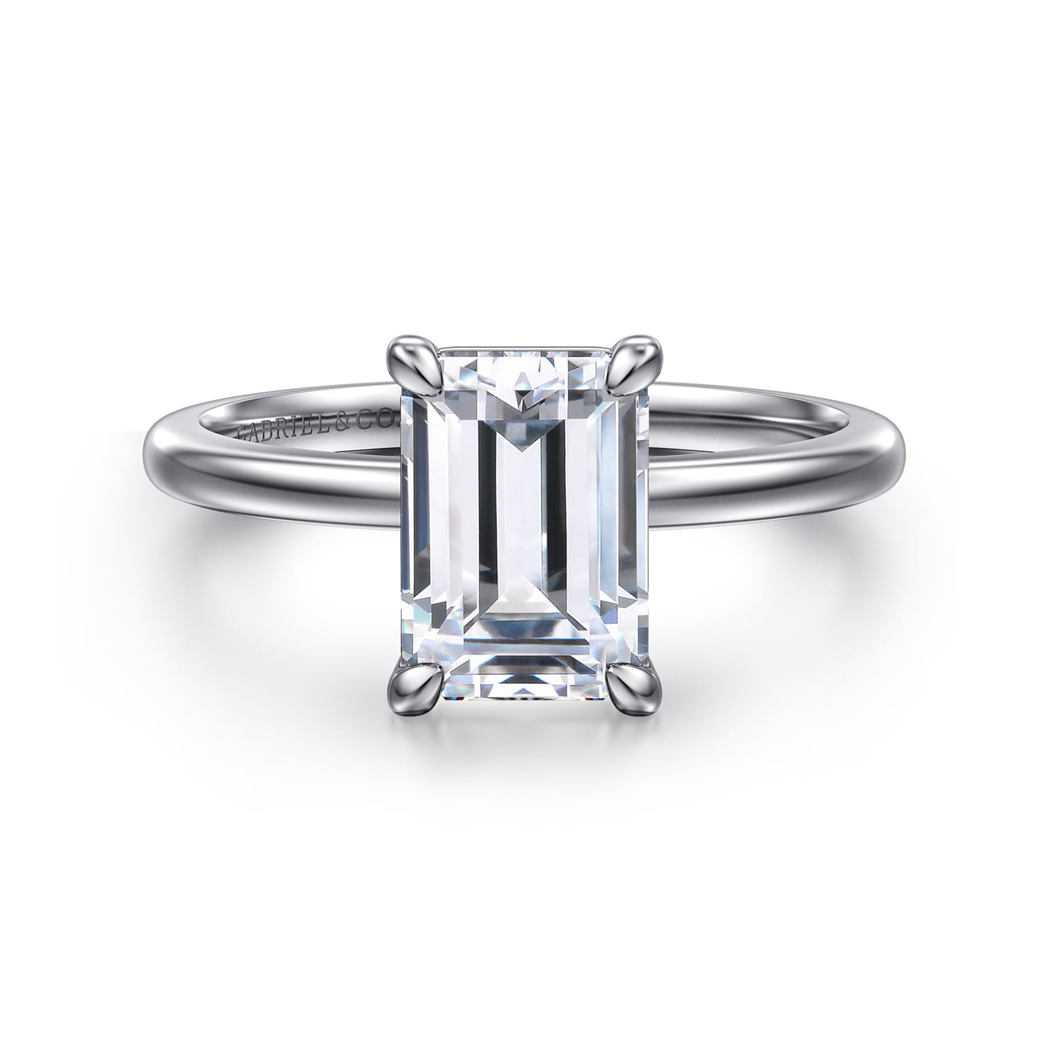 Evelina - 14K White Gold Emerald Cut Solitaire Diamond Engagement Ring