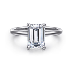 Evelina - 14K White Gold Emerald Cut Solitaire Diamond Engagement Ring