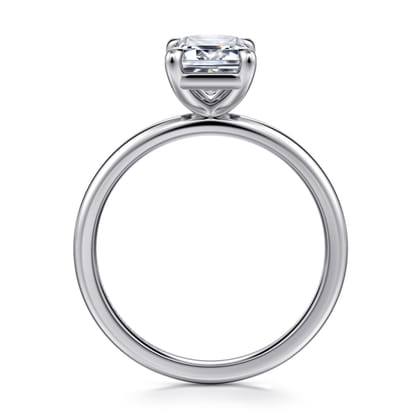 Evelina - 14K White Gold Emerald Cut Solitaire Diamond Engagement Ring