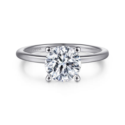 Evelina - 14K White Gold Round Solitaire Diamond Engagement Ring