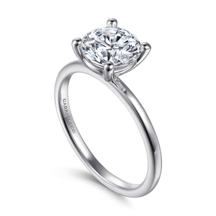 Evelina - 14K White Gold Round Solitaire Diamond Engagement Ring