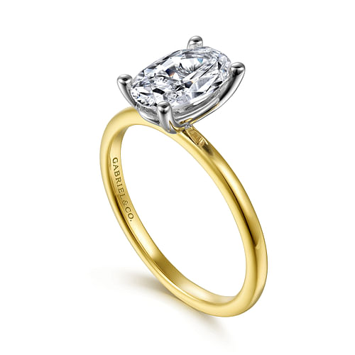 Evelina - 14K White-Yellow Gold Diamond Engagement Ring - Shot 3