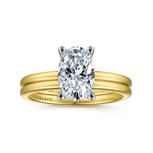 Evelina - 14K White-Yellow Gold Diamond Engagement Ring - Shot 4