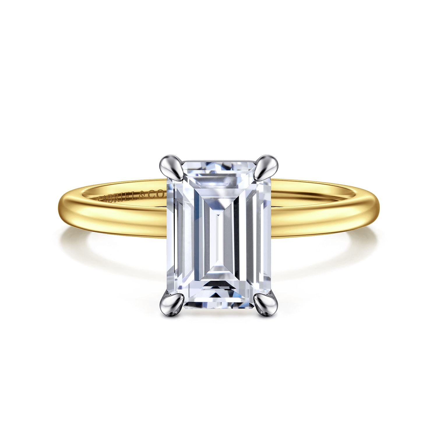 14K White-Yellow 6mm - Engraved Men's Wedding Band in Satin