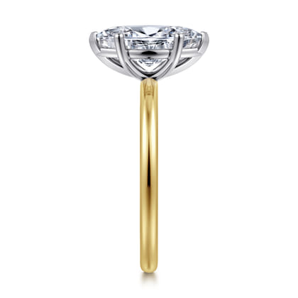 Evelina - 14K White-Yellow Gold Marquise Shape Solitaire Diamond Engagement Ring