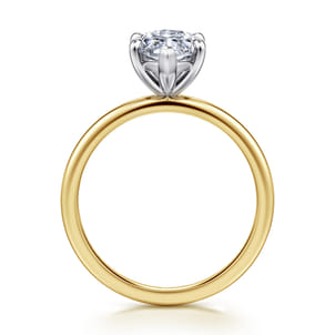 Evelina - 14K White-Yellow Gold Marquise Shape Solitaire Diamond Engagement Ring
