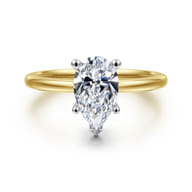 Evelina - 14K White-Yellow Gold Pear Shape Solitaire Diamond Engagement Ring