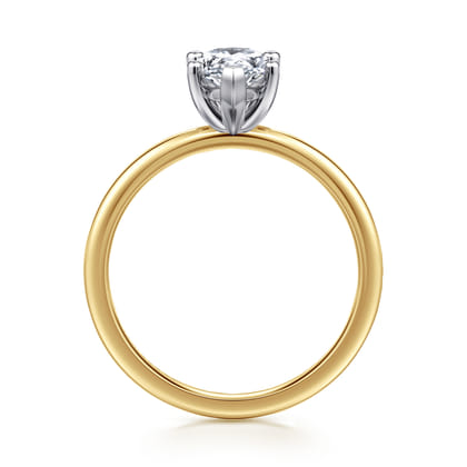 Evelina - 14K White-Yellow Gold Pear Shape Solitaire Diamond Engagement Ring