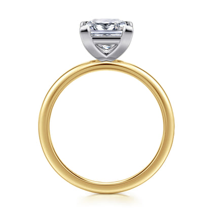 Evelina - 14K White-Yellow Gold Princess Cut Solitaire Diamond Engagement Ring