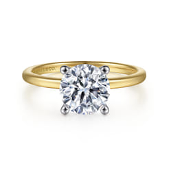 Evelina - 14K White-Yellow Gold Round Solitaire Diamond Engagement Ring