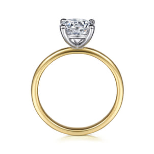 Evelina - 14K White-Yellow Gold Round Solitaire Diamond Engagement Ring