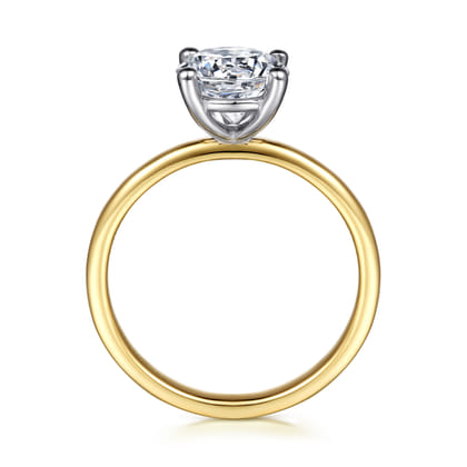 Evelina - 14K White-Yellow Gold Round Solitaire Diamond Engagement Ring