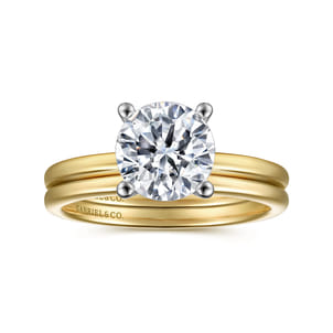 Evelina - 14K White-Yellow Gold Round Solitaire Diamond Engagement Ring