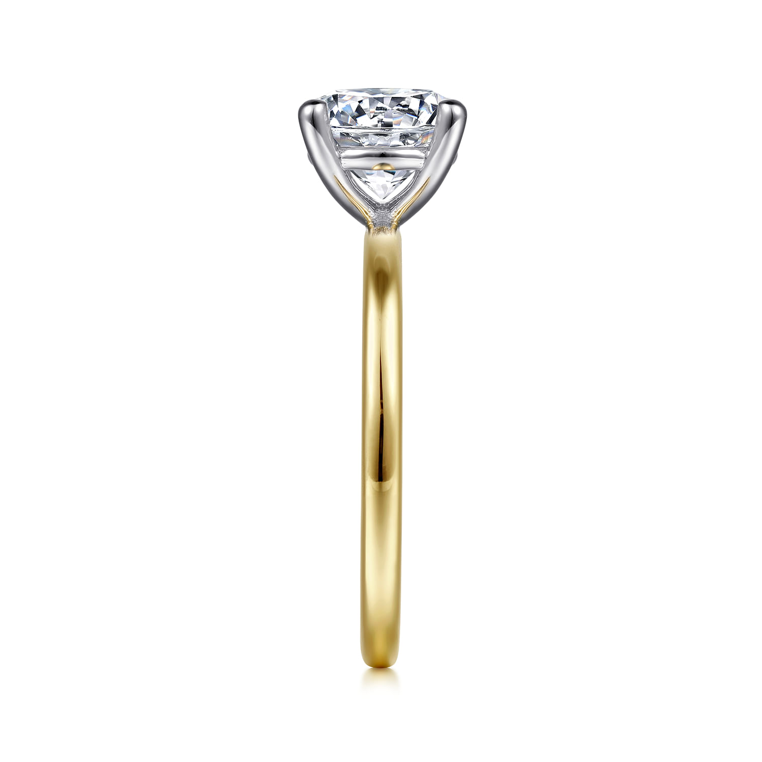 Evelina - 14K White-Yellow Gold Round Solitaire Diamond Engagement Ring