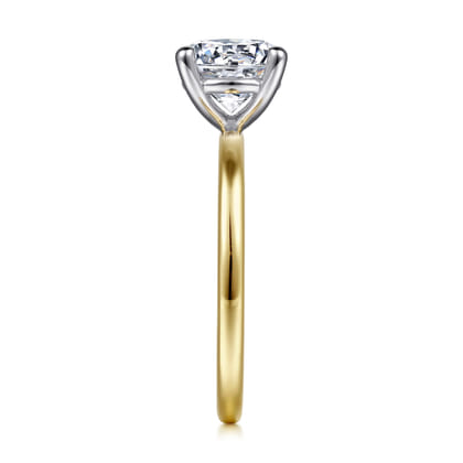 Evelina - 14K White-Yellow Gold Round Solitaire Diamond Engagement Ring