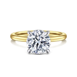 14K White-Yellow Gold Round Solitaire Diamond Engagement Ring