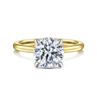Evelina - 14K White-Yellow Gold Round Solitaire Diamond Engagement Ring