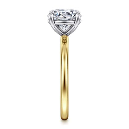 Evelina - 14K White-Yellow Gold Round Solitaire Diamond Engagement Ring