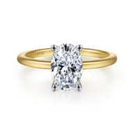 Evelina - 14K White-Yellow Gold Solitaire Diamond Engagement Ring