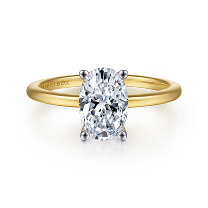 Evelina - 14K White-Yellow Gold Solitaire Diamond Engagement Ring